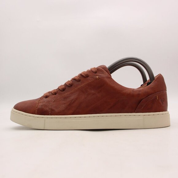 Frye Ivy Women's Size 9.5 M Cognac Brown Low Lace Leather Sneakers - Picture 4 of 9